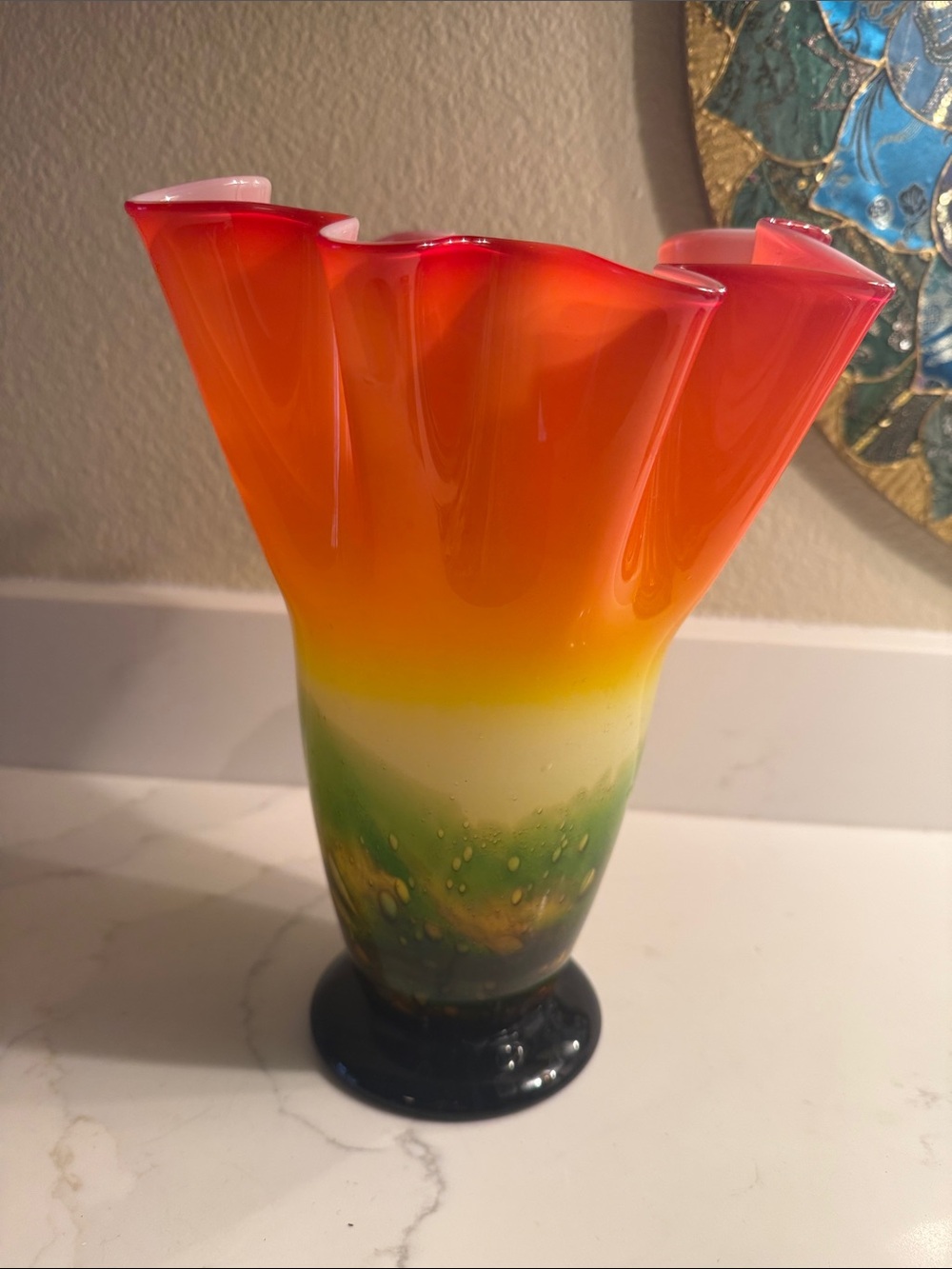 Art Glass Ruffled Vase Large - Picture 2 of 7